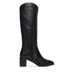Kozaki LAUREN RALPH LAUREN. Czarne kozaki damskie Lauren Ralph Lauren, bez wzorów, bez obcasa, na słupku, bez zapięcia. Za 1,329.00 zł.
