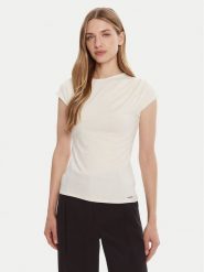 Calvin Klein T-Shirt LV047B275G Écru Slim Fit. T-shirty damskie Calvin Klein, xs, bez wzorów, bez kołnierzyka, bez ramiączek. Za 169.99 zł.