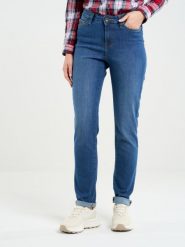 Jeansy damskie z wysokim stanem niebieskie Katrina High Waist 344. Niebieskie jeansy damskie BIG STAR, bez wzorów, z jeansu, eleganckie, z podwyższonym stanem. W wyprzedaży za 199.99 zł.