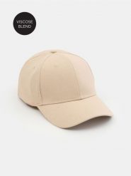 Czapka z daszkiem z domieszką wiskozy i lnu - beżowy. Brązowe czapki damskie Sinsay, bez wzorów, z wiskozy. Za 15.99 zł.