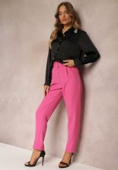 Różowe Spodnie Garniturowe High Waist z Paskiem Wenus. Czerwone spodnie materiałowe damskie Renee, bez wzorów, z jeansu, biznesowe, z podwyższonym stanem. Za 89.99 zł.