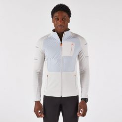 Bluza do biegania męska Kiprun Run 900 Warm ocieplana. Szare bluzy męskie KIPRUN, na zimę, m, bez wzorów, z meshu, sportowe, bez ramiączek, bez kaptura. Za 179.99 zł.