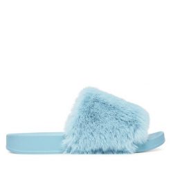 Klapki DeeZee. Niebieskie klapki damskie DeeZee, bez wzorów, bez obcasa, bez zapięcia. Za 79.99 zł.
