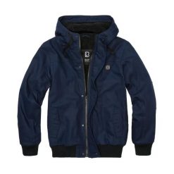 Kurtka Brandit Essential. Niebieskie kurtki męskie Brandit, l, bez wzorów, z futra, z kapturem. Za 544.55 zł.