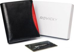 Rovicky Pojemny portfel męski z naturalnej skóry licowej z ochroną RFID Rovicky Nie dotyczy. Brązowe portfele męskie ROVICKY, bez wzorów, ze skóry. Za 136.15 zł.