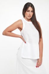 Top damski lniany Sia ECOALF. Topy damskie Ecoalf, l, bez wzorów, ze lnu, bez kołnierzyka, bez ramiączek. Za 349.00 zł.