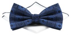 Mucha z Poszetką Chattier ZESTAW - Granatowa w Kwiaty. Niebieskie krawaty i muchy Chattier, bez wzorów, z poliesteru, eleganckie. Za 59.00 zł.