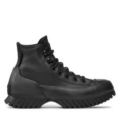 Botki Converse. Czarne botki damskie Converse, bez wzorów, retro, bez obcasa, na płaskiej podeszwie, bez zapięcia. Za 559.99 zł.