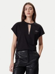 KARL LAGERFELD Bluzka A4W17046 Czarny Relaxed Fit. Czarne bluzki damskie KARL LAGERFELD, s, bez wzorów, z bawełny, bez kołnierzyka, bez ramiączek. Za 349.99 zł.