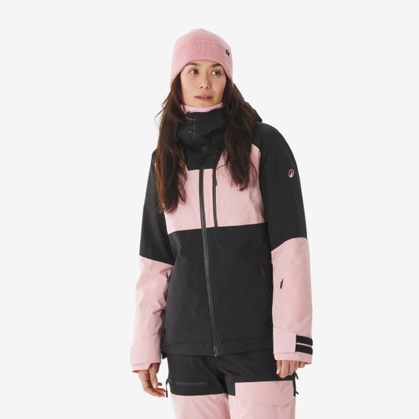 Kurtka narciarska i snowboardowa damska Quechua 500 AM. Czarne kurtki sportowe damskie WED'ZE, na zimę, m, bez wzorów, z materiału, bez ramiączek, bez kaptura, narciarskie. Za 579.99 zł.