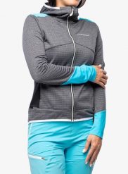 Bluza z kapturem damska La Sportiva Aequilibrium Thermal Hoody. Szare bluzy damskie La Sportiva, l, bez wzorów, z materiału, bez ramiączek, z kapturem. Za 516.99 zł.