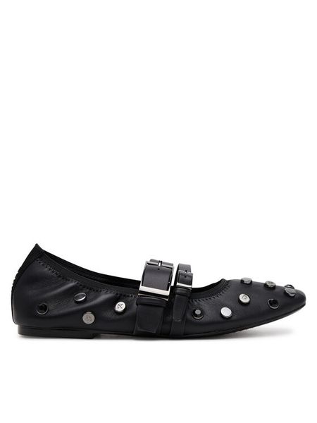 DKNY Baleriny K1552868 Czarny. Czarne balerinki damskie DKNY, bez wzorów, ze skóry, bez obcasa, bez zapięcia. Za 339.99 zł.