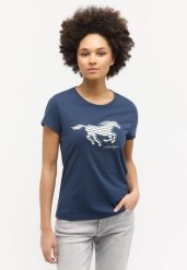 DAMSKA KOSZULKA MUSTANG LOGO T-shirty Loa Spellbound 1015161 5429. Białe bluzki damskie Mustang, m, bez wzorów, z bawełny, eleganckie, bez kołnierzyka, bez ramiączek. Za 69.99 zł.