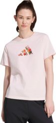 Adidas Koszulka damska adidas Floral Regular Graphic jasny róż KT2765 M. Czerwone bluzki damskie Adidas, m, bez wzorów, bez kołnierzyka, bez ramiączek. Za 117.71 zł.