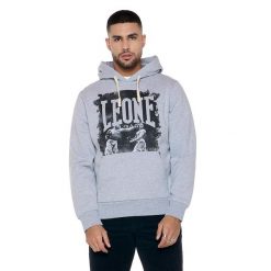 Bluza wygodny z bawełna z kaptur na co dzień. Szare bluzy męskie LEONE 1947 APPAREL, bez wzorów, z bawełny, sportowe, bez ramiączek, bez kaptura. Za 151.56 zł.