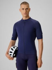 4F Koszulka kolarska męska - granatowa XXL. Niebieskie t-shirty męskie 4F, l, bez wzorów, z włókna, bez kołnierzyka, bez ramiączek. Za 179.99 zł.
