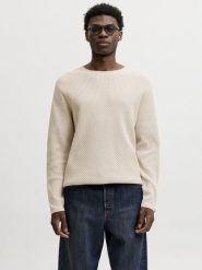 Jack & Jones sweter z dzianiny Mężczyźni Bawełna beżowy, XXL. Brązowe swetry męskie Jack & Jones, m, bez wzorów, z bawełny, bez kołnierzyka, bez ramiączek. Za 199.95 zł.