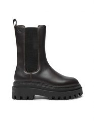 Calvin Klein Jeans Sztyblety Flatform YW0YW01542 Brązowy. Brązowe botki damskie Calvin Klein Jeans, bez wzorów, z jeansu, bez obcasa, na płaskiej podeszwie, bez zapięcia. Za 679.99 zł.