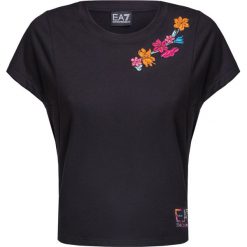 T-shirt EA7 Emporio Armani. Czarne bluzy damskie EA7 Emporio Armani, bez wzorów, z bawełny, bez kołnierzyka, bez ramiączek. W wyprzedaży za 295.00 zł.