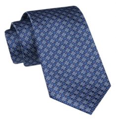 Modny Krawat Męski - Alties - Niebieski w Drobny Wzór. Niebieskie krawaty i muchy Alties, bez wzorów, z tkaniny, eleganckie. Za 49.00 zł.