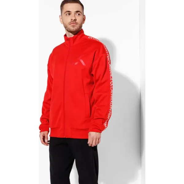 Calvin Klein Kurtka Track , czerwony, rozmiar M. Czerwone kurtki sportowe męskie Calvin Klein, m, bez wzorów, z materiału, bez kaptura. W wyprzedaży za 349.99 zł.
