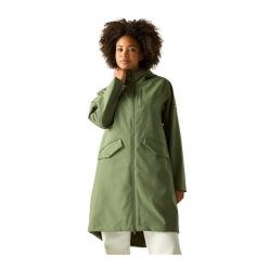 Damska Kurtka Wodoodporna Levita. Zielone kurtki sportowe damskie Regatta, xl, bez wzorów, z materiału, bez ramiączek, z kapturem, trekkingowe. Za 332.99 zł.