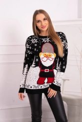 Sweter świąteczny z Mikołajem czarny. Czarne swetry nierozpinane damskie KESI, l, bez wzorów, z wełny, wizytowe, bez kołnierzyka, plus size, bez ramiączek. Za 125.45 zł.