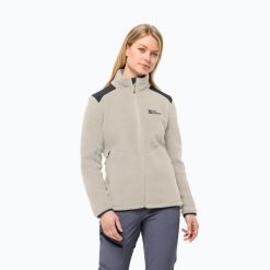 Bluza polarowa damska Jack Wolfskin Kammweg Pile Fz. Szare bluzy damskie Jack Wolfskin, bez wzorów, z polaru, bez ramiączek, bez kaptura. Za 529.99 zł.