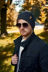 Zimowa czapka męska Brødrene cz8 granatowa 9922. Czapki męskie na zimę, bez wzorów. Za 48.00 zł.