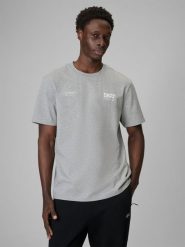 4F T-shirt regular z nadrukiem męski - szary XL. Szare t-shirty męskie 4F, m, bez wzorów, z bawełny, bez kołnierzyka, bez ramiączek. Za 79.99 zł.