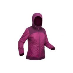 Kurtka turystyczna SH100 x-warm damska. Fioletowe kurtki sportowe damskie QUECHUA, na zimę, xl, bez wzorów, z materiału, bez ramiączek, bez kaptura. Za 149.99 zł.