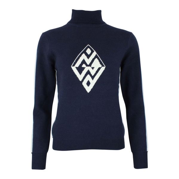 Damski sweter z golfem Peak Mountain Aglae. Niebieskie swetry nierozpinane damskie Peak Mountain, na zimę, bez wzorów, sportowe, bez kołnierzyka, bez ramiączek. W wyprzedaży za 291.50 zł.