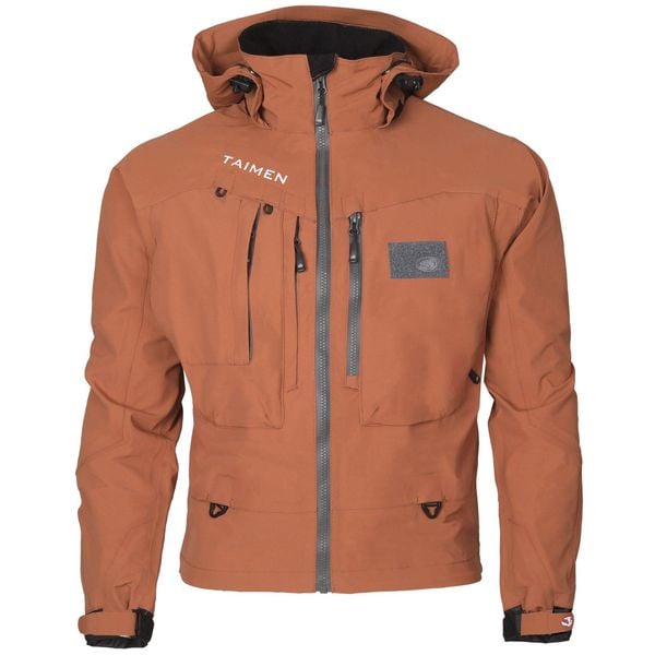 Kurtka wędkarska do brodzenia Taimen Selenga - Dusty Orange. Brązowe kurtki męskie TAIMEN, xs, bez wzorów, sportowe, bez kaptura. Za 649.99 zł.