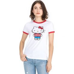 Levi's Perfect Ringer Hello Kitty Koszulka Biały. Białe bluzki damskie Levi's®, s, bez wzorów, z bawełny, bez kołnierzyka, bez ramiączek. Za 154.95 zł.