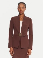 Rinascimento Marynarka CFC0126208003 Brązowy Slim Fit. Brązowe marynarki i żakiety damskie Rinascimento, bez wzorów, z syntetyku, bez kołnierzyka, bez ramiączek. Za 709.99 zł.
