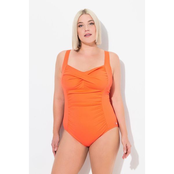 Damski Strój kąpielowy drapowanie drobna faktura miękkie miseczki. Czerwone stroje kąpielowe damskie Ulla Popken, plus size, bez wzorów, z elastanu. Za 244.99 zł.