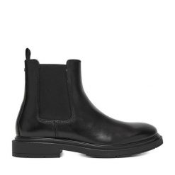 Sztyblety GINO ROSSI. Czarne botki męskie Gino Rossi, bez wzorów, bez obcasa, bez zapięcia. Za 199.99 zł.