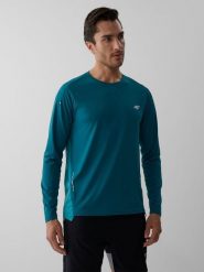 4F Longsleeve do biegania szybkoschnący męski - turkusowy XL. Niebieskie koszulki sportowe męskie 4F, l, bez wzorów, bez ramiączek, do biegania. Za 149.99 zł.