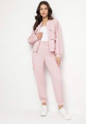 Różowy Komplet Dresowy w Stylu Cargo Spodnie i Bluza z Imitacją Kieszeni Ivelhiris. Czerwone bluzy damskie Born2be, l, bez wzorów, z dresówki, bez ramiączek, bez kaptura. Za 119.99 zł.