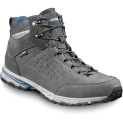 Buty turystyczne męskie Meindl Durban Mid Gore-Tex. Szare buty zimowe męskie MEINDL, bez wzorów, z gore-texu, bez obcasa, bez zapięcia. W wyprzedaży za 549.50 zł.