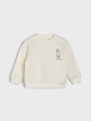 Bawełniana bluza crewneck z nadrukiem Minnie Mouse - kremowy. Białe bluzy damskie Sinsay, m, bez wzorów, z bawełny, bez ramiączek, bez kaptura. Za 15.99 zł.
