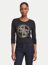 Guess Bluzka W6BI58 K7388 Czarny Slim Fit. Czarne bluzki damskie Guess, xxl, z aplikacjami, z bawełny, bez kołnierzyka, bez ramiączek. Za 234.99 zł.
