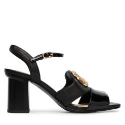 Sandały Liu Jo. Czarne sandały damskie Liu Jo, bez wzorów, bez obcasa, na słupku, bez zapięcia. Za 729.99 zł.