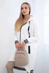 Bluza na suwak z kapturem ecru. Bluzy damskie KESI, l, bez wzorów, z bawełny, eleganckie, bez ramiączek, z kapturem. Za 355.46 zł.