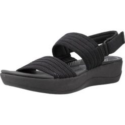 Sandały CLARKS ARLA STROLL Czarny. Czarne sandały damskie Clarks, bez wzorów, z tkaniny, bez obcasa, bez zapięcia. Za 121.99 zł.