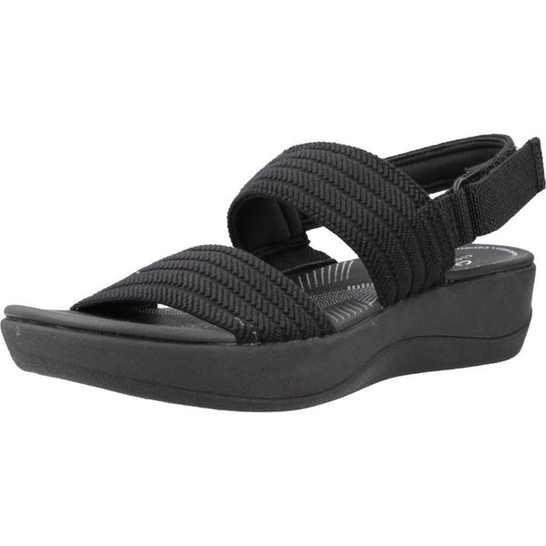Sandały CLARKS ARLA STROLL Czarny. Czarne sandały damskie Clarks, bez wzorów, z tkaniny, bez obcasa, bez zapięcia. Za 122.99 zł.