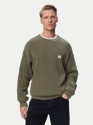 Calvin Klein Jeans Sweter LV04RD313G Zielony ciemny Regular Fit. Zielone swetry męskie Calvin Klein Jeans, m, bez wzorów, z bawełny, bez kołnierzyka, bez ramiączek. Za 409.99 zł.