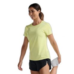 Damski jersey 2XU Aero. Żółte koszulki sportowe damskie 2XU, bez wzorów, z jersey, bez ramiączek. Za 240.50 zł.