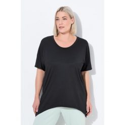 Damskie Koszula funkcjonalna wydłużone boki okrągły dekolt. Czarne koszule damskie Ulla Popken, plus size, bez wzorów, z elastanu, sportowe, bez kołnierzyka, bez ramiączek. Za 239.99 zł.
