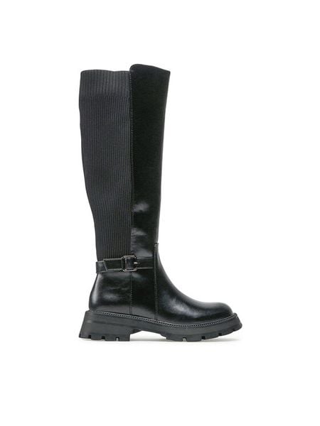 Jenny Fairy Kozaki LS5873-02 Czarny. Czarne kozaki damskie Jenny Fairy, bez wzorów, ze skóry, bez obcasa, na płaskiej podeszwie, bez zapięcia. Za 159.99 zł.